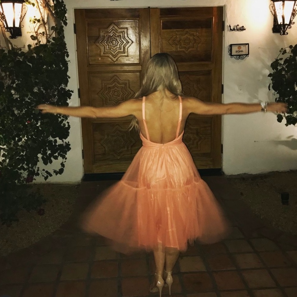 Coral “ASOS Tulle Midi Prom Dress” UK Size 8, US size 4